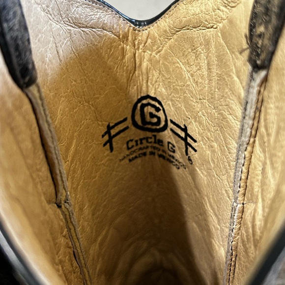 Circle G Swirl Snip Town Black/Brown Distressed Leather Embroidered Cowboy boot - Picture 10 of 13